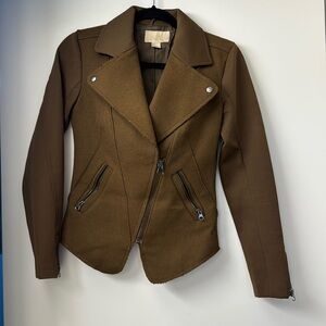 H&M wool moto jacket in deep moss green